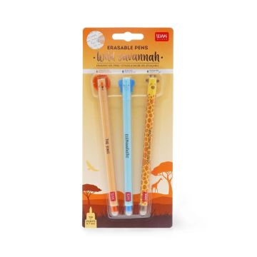 SET DA 3 PENNE CANCELLABILI Gel Wild Savannah | Penne Cancellabili Legami